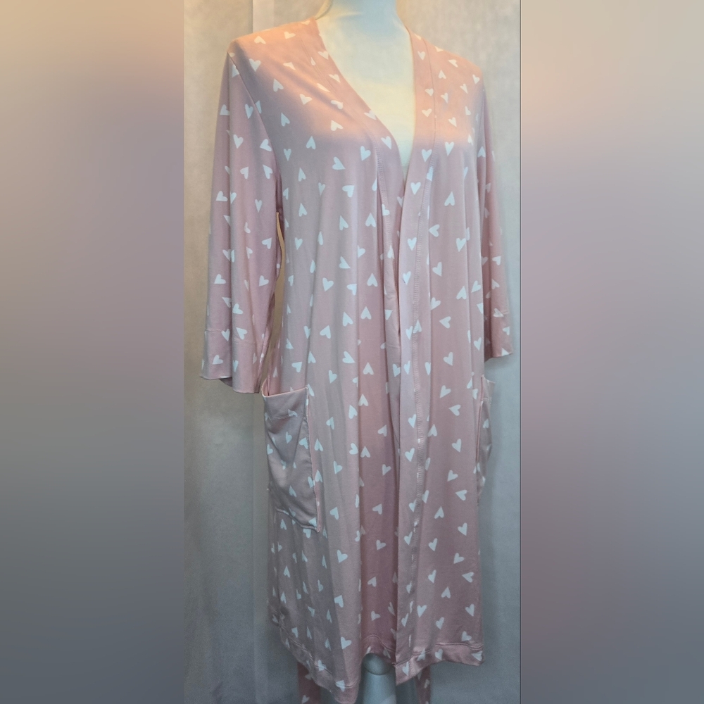 Star & Skye By: Pj Salvage Pink Heart Print Women's Robe - Picture 5 of 12